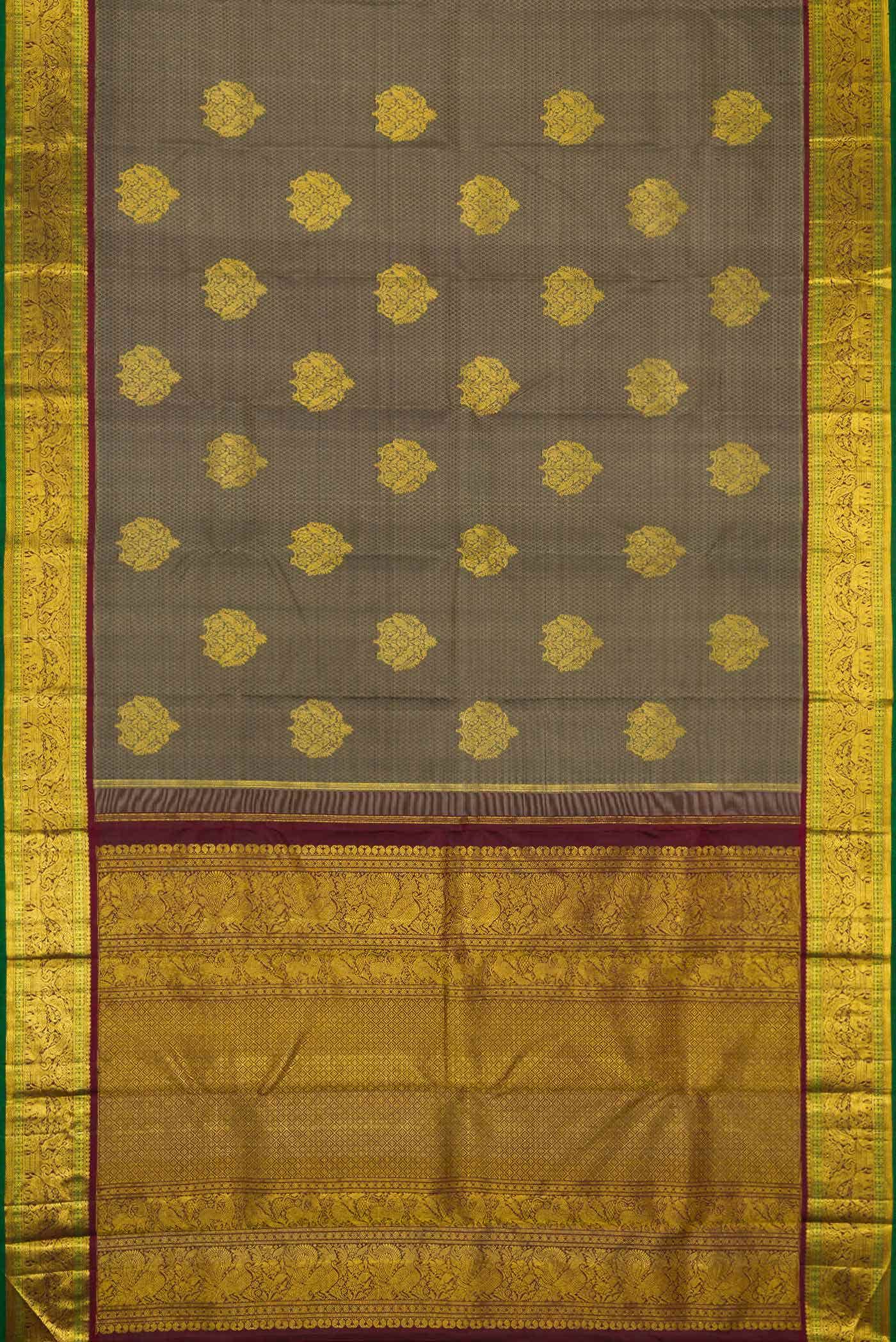 Grey Dual Tone Kanchipuram Silk Saree