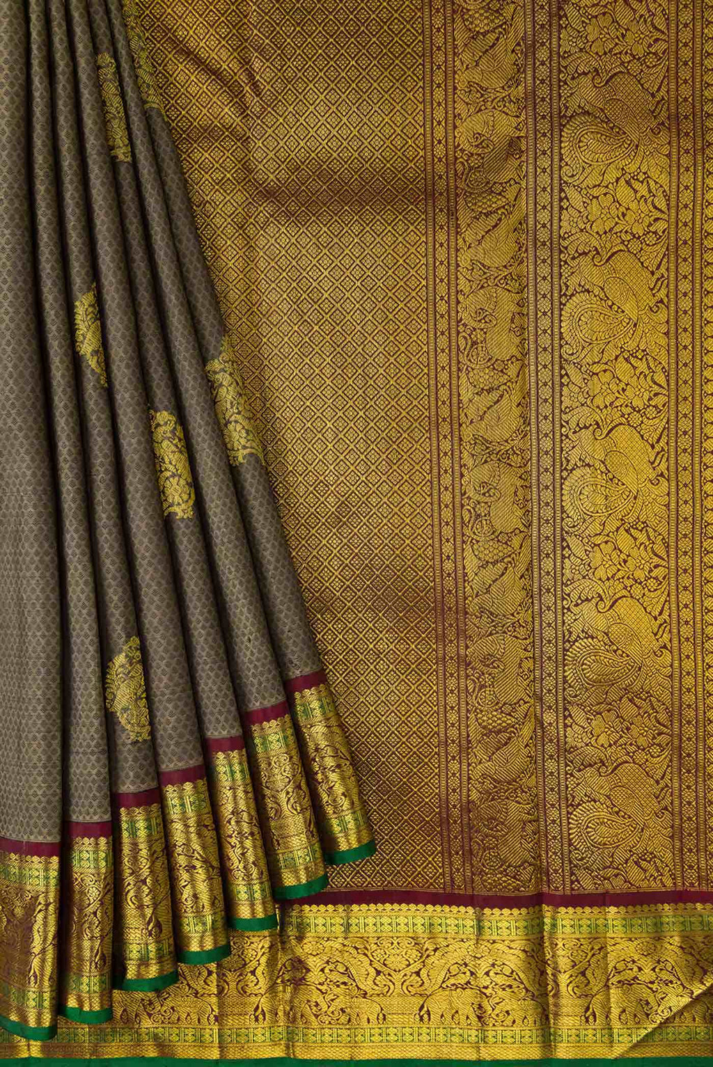 Grey Dual Tone Kanchipuram Silk Saree