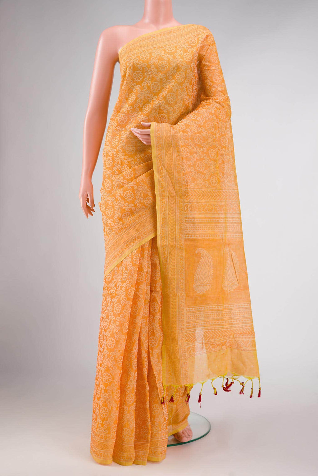 Orange Kota Silk Saree