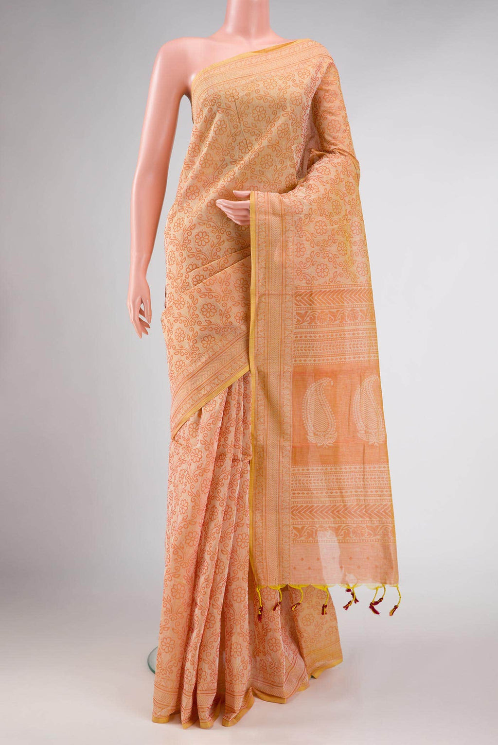 Orange Kota Silk Saree