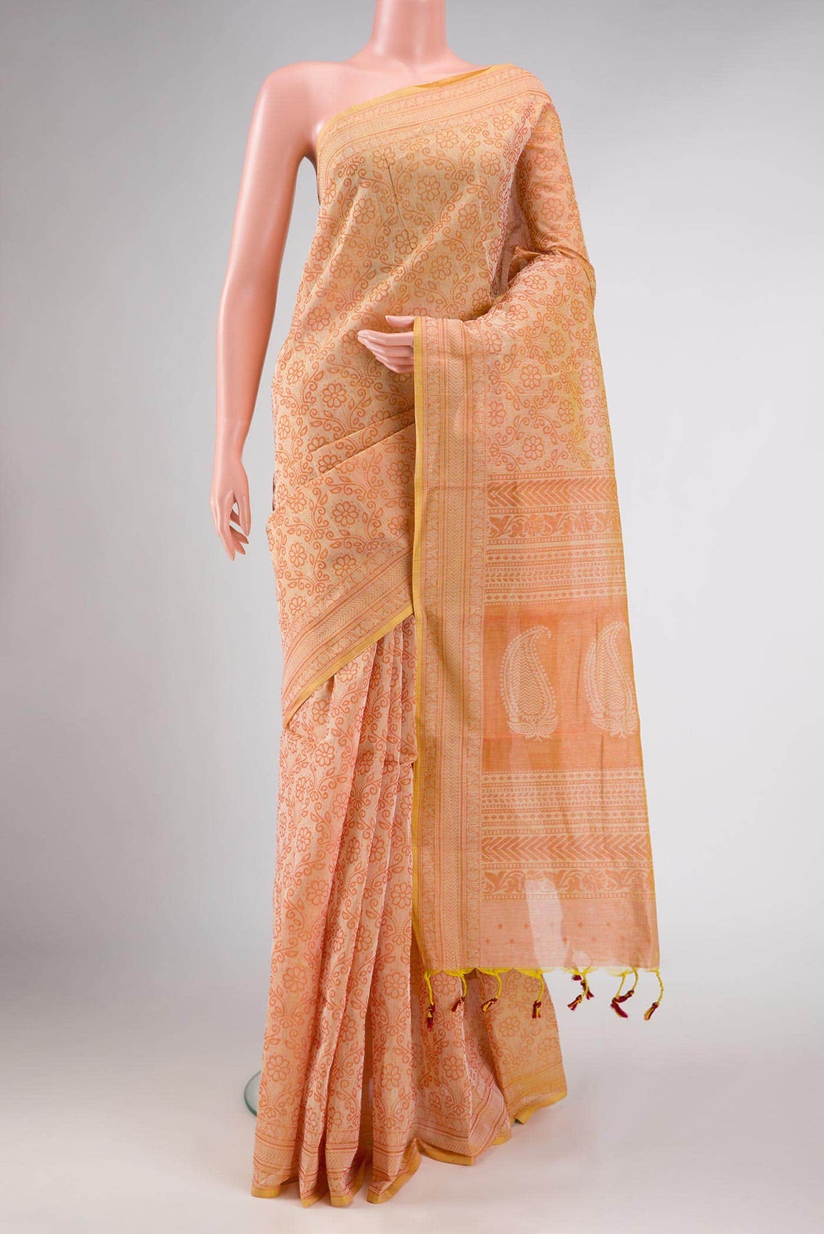 Orange Kota Silk Saree