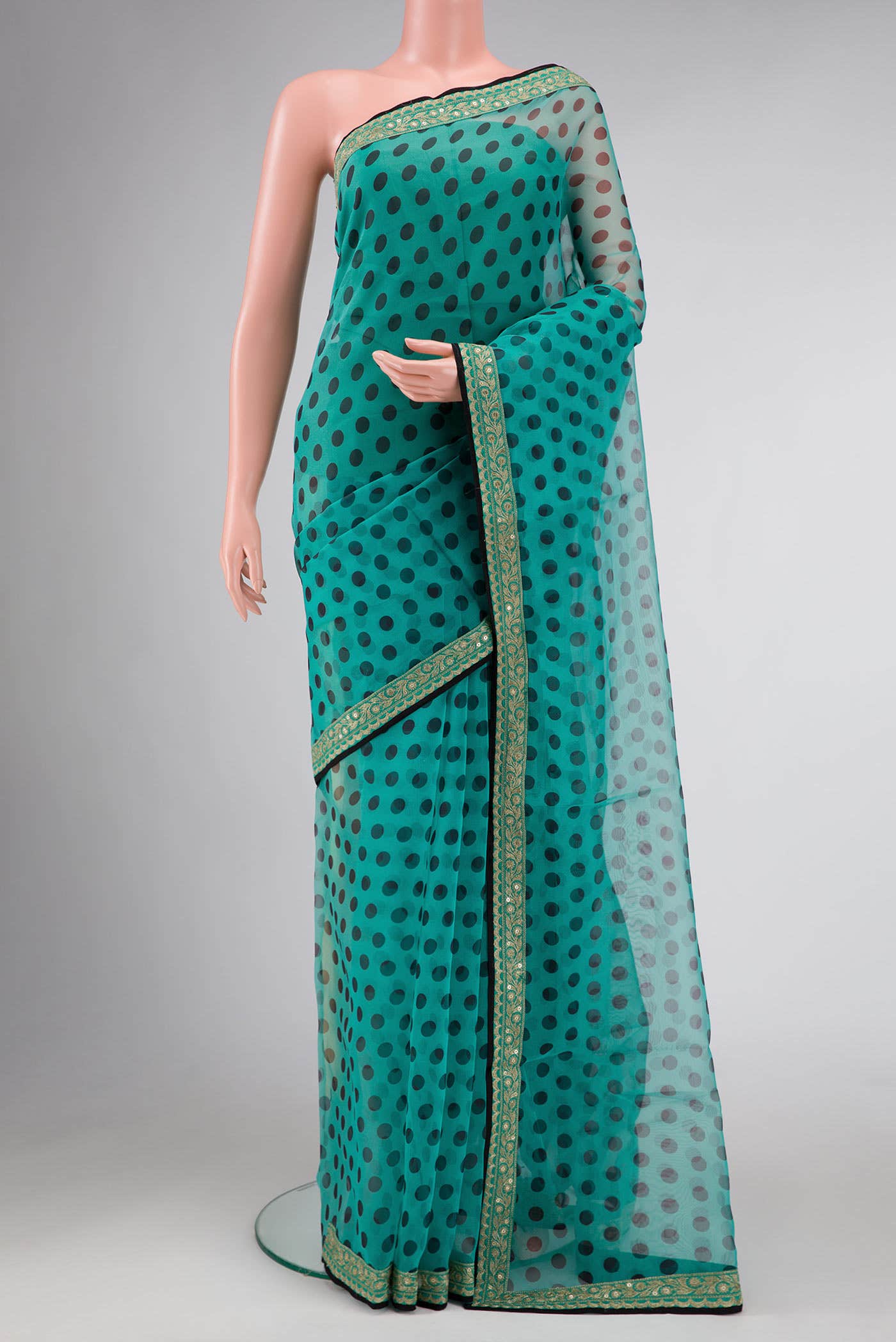 Sea Green Organza Silk Saree