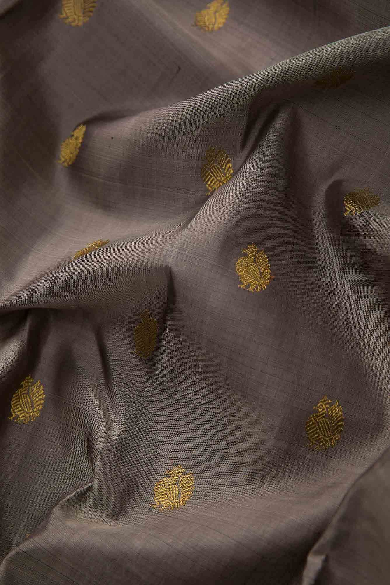 Pure Silk Pure Zari Grey Dual Tone Kanchipuram Saree