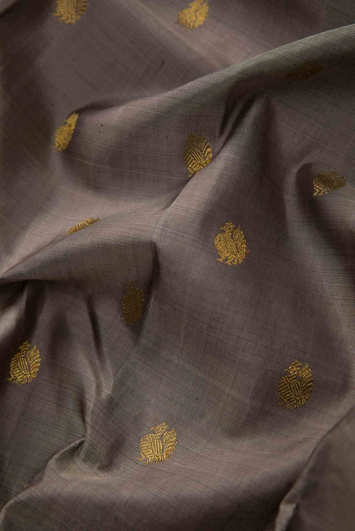 Pure Silk Pure Zari Grey Dual Tone Kanchipuram Saree