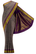 Pure Silk Pure Zari Grey Dual Tone Kanchipuram Saree