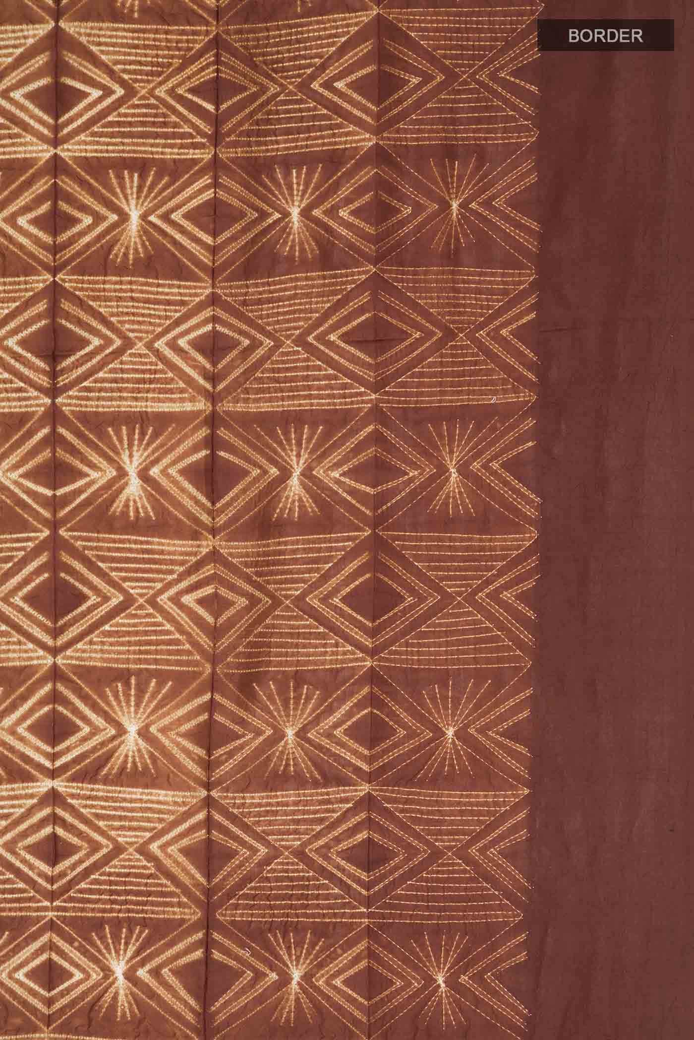 Brown Tussar Silk Saree