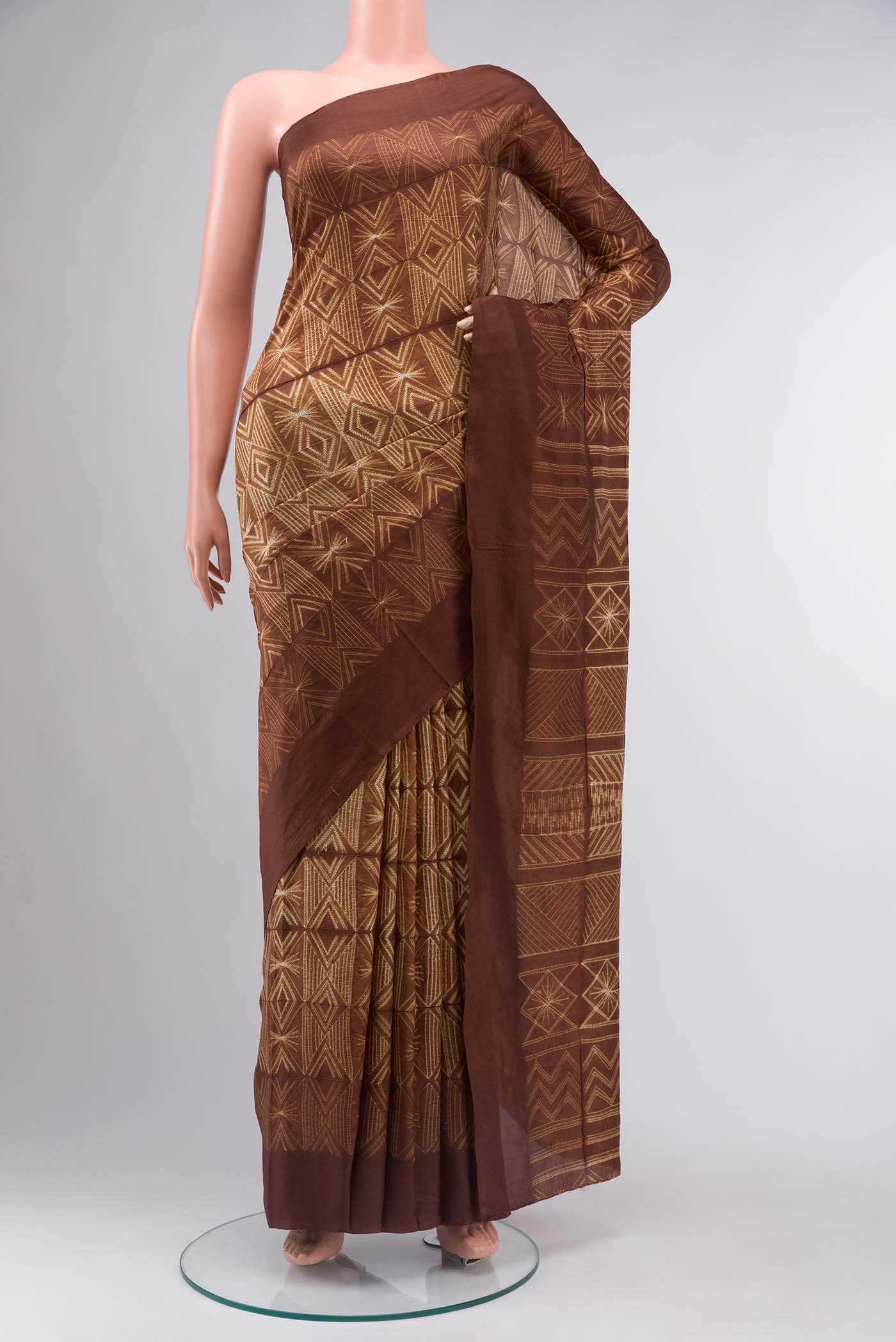 Brown Tussar Silk Saree