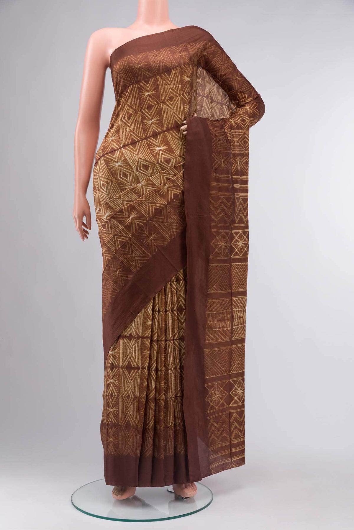 Brown Tussar Silk Saree