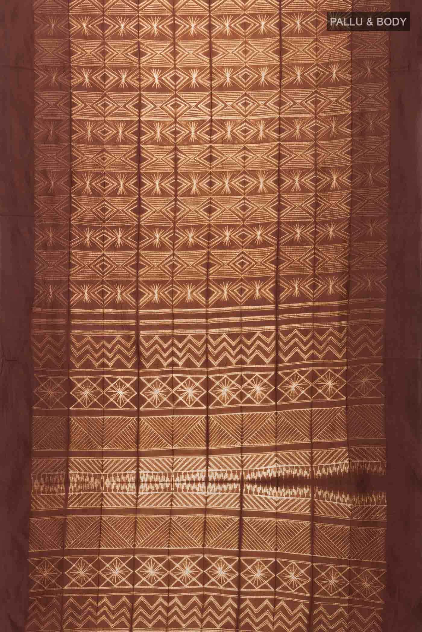 Brown Tussar Silk Saree