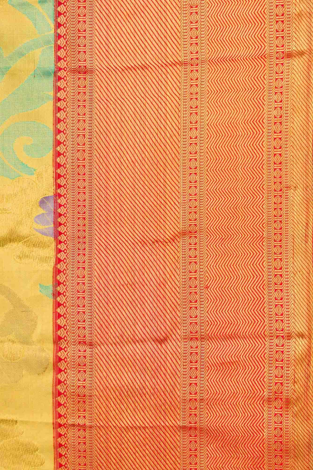 Pure Silk Pure Zari Yellow Dual Tone Kanchipuram Tissue Saree