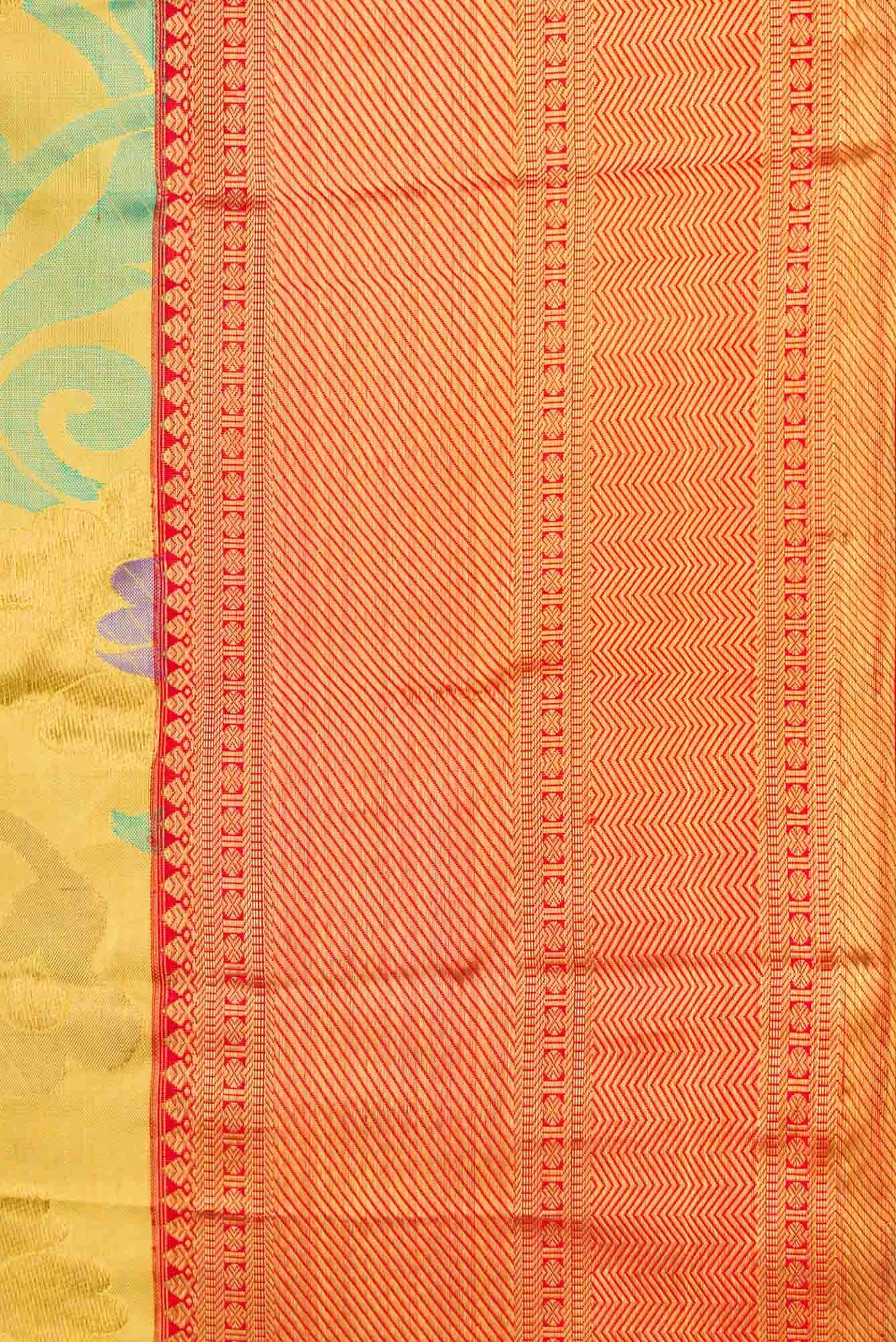 Pure Silk Pure Zari Yellow Dual Tone Kanchipuram Tissue Saree