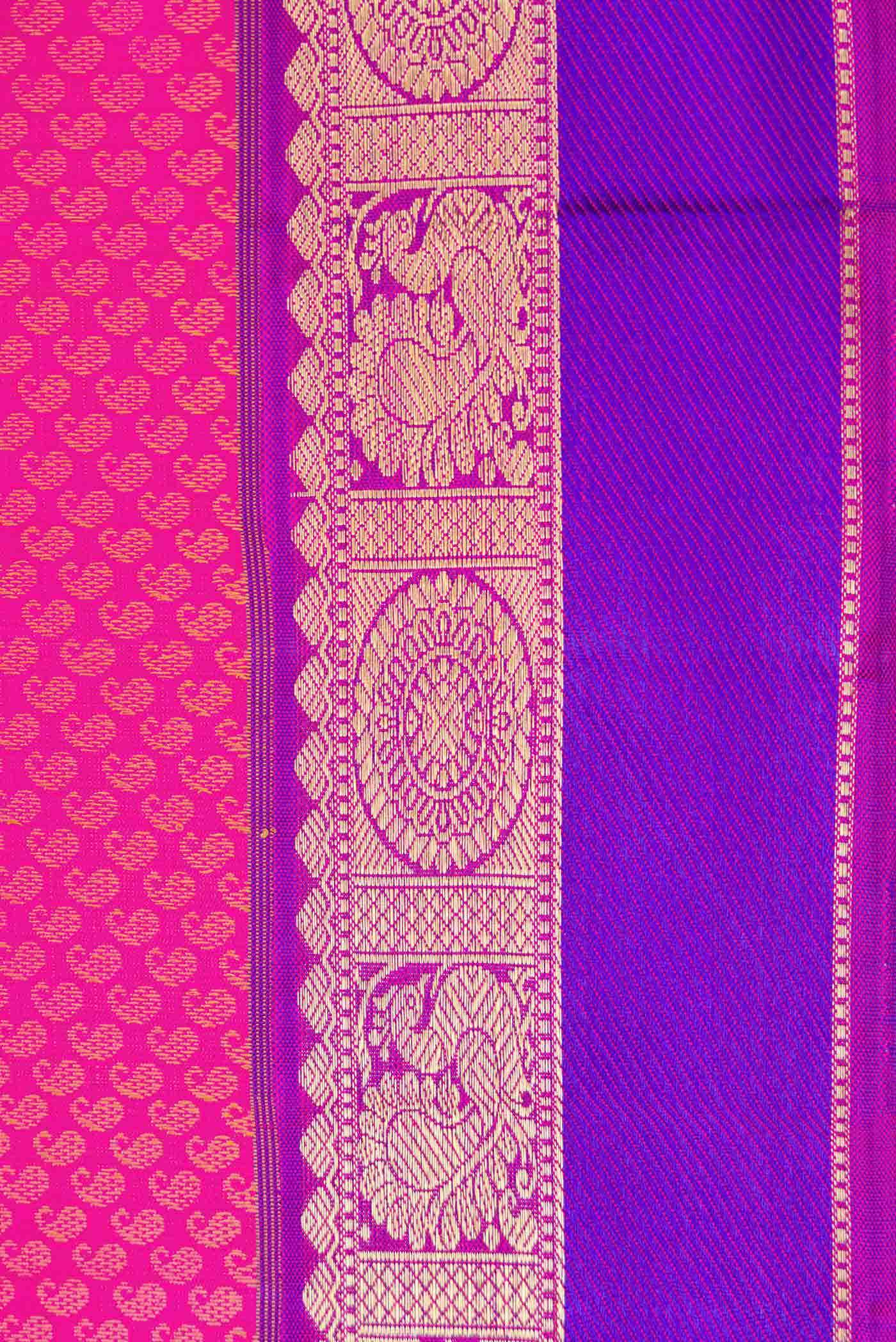 Pure Silk Pure Zari Pink Dual Tone Kanchipuram Saree