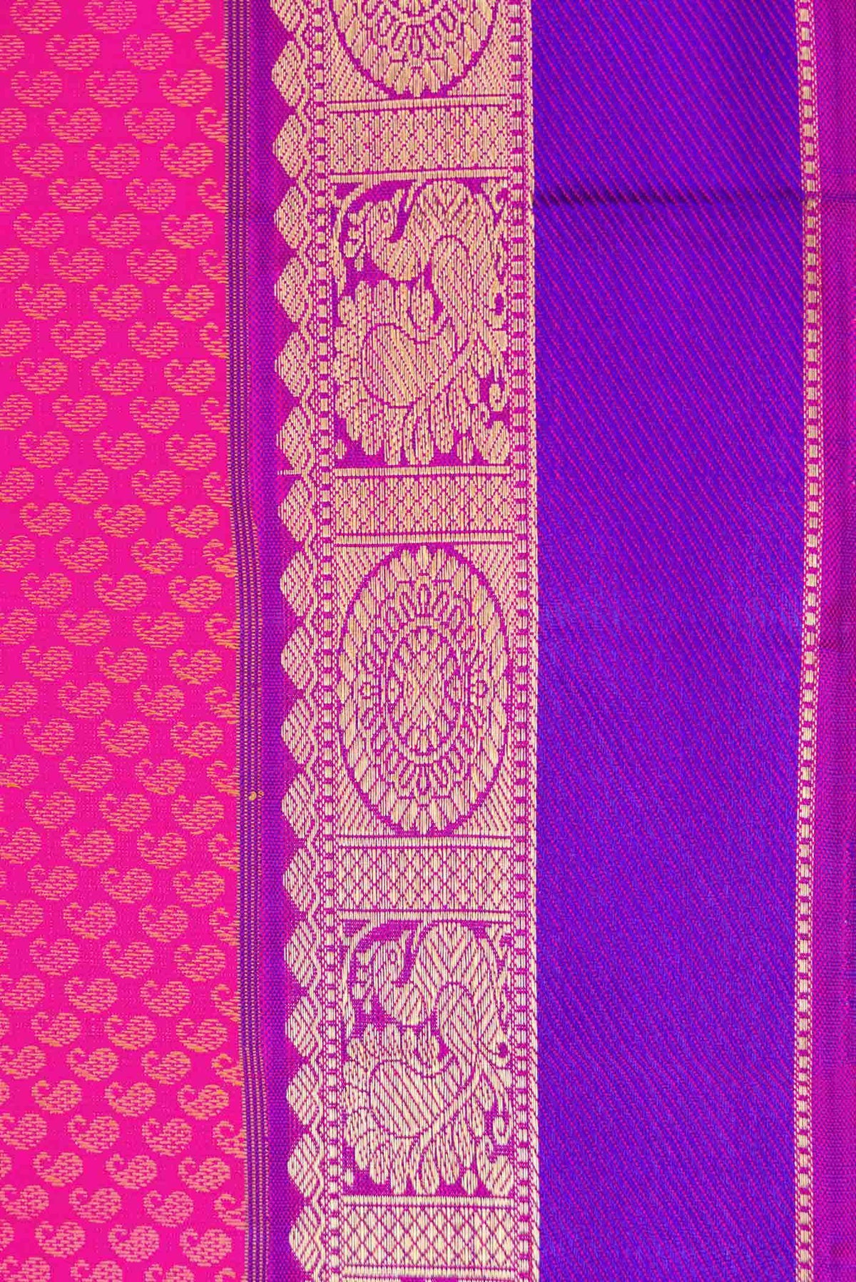 Pure Silk Pure Zari Pink Dual Tone Kanchipuram Saree
