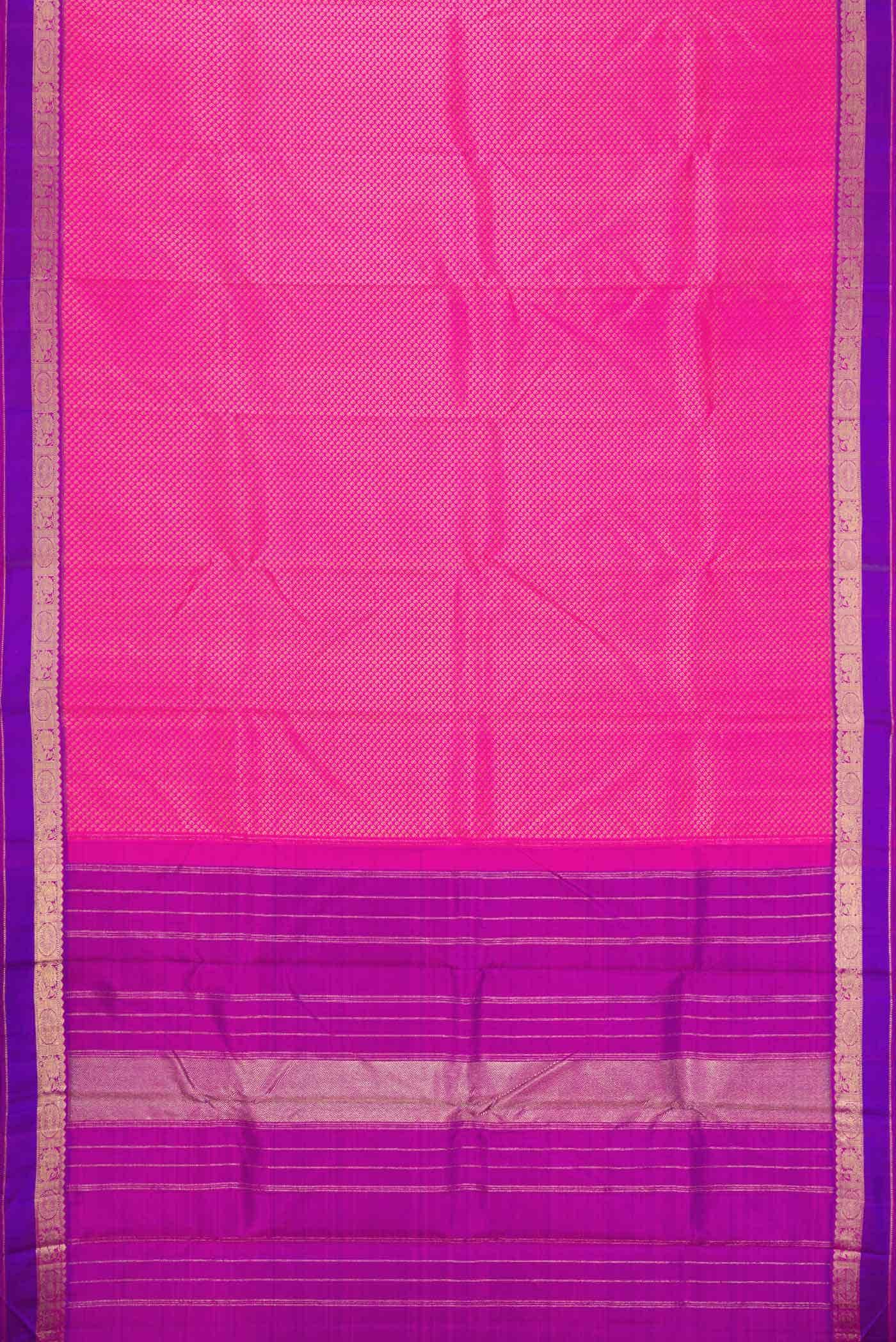 Pure Silk Pure Zari Pink Dual Tone Kanchipuram Saree