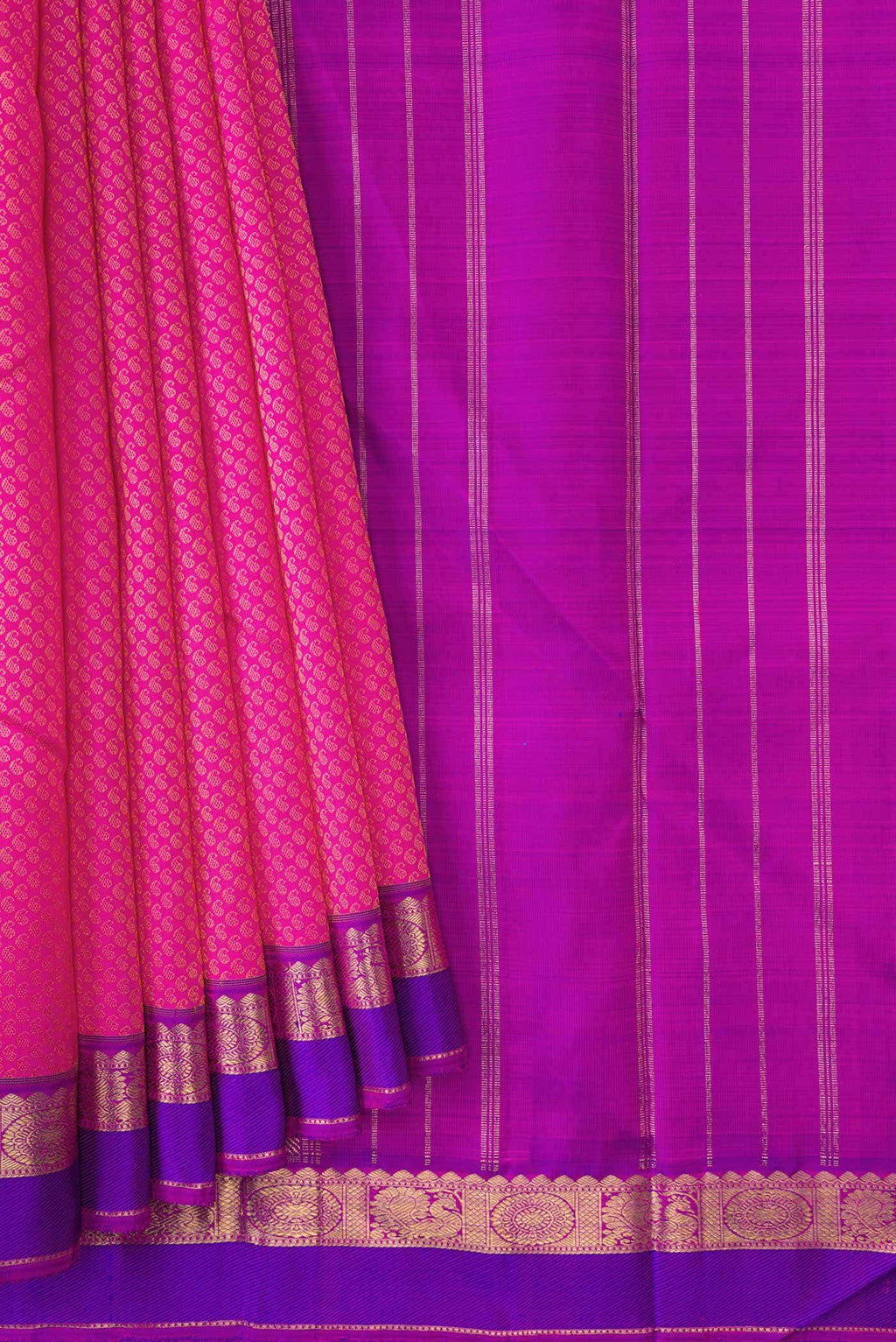 Pure Silk Pure Zari Pink Dual Tone Kanchipuram Saree