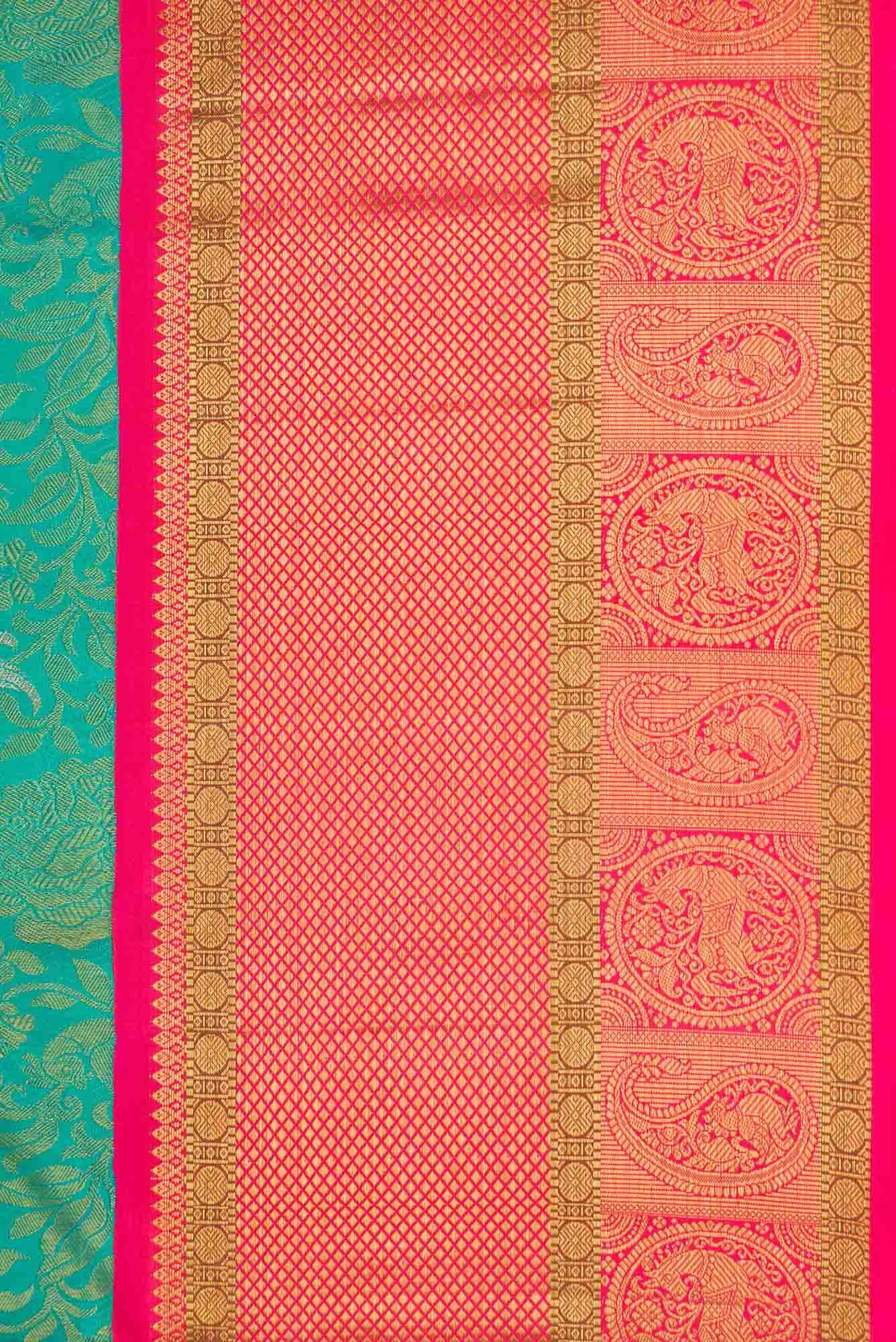 Pure Silk Pure Zari Green Dual Tone Kanchipuram Saree