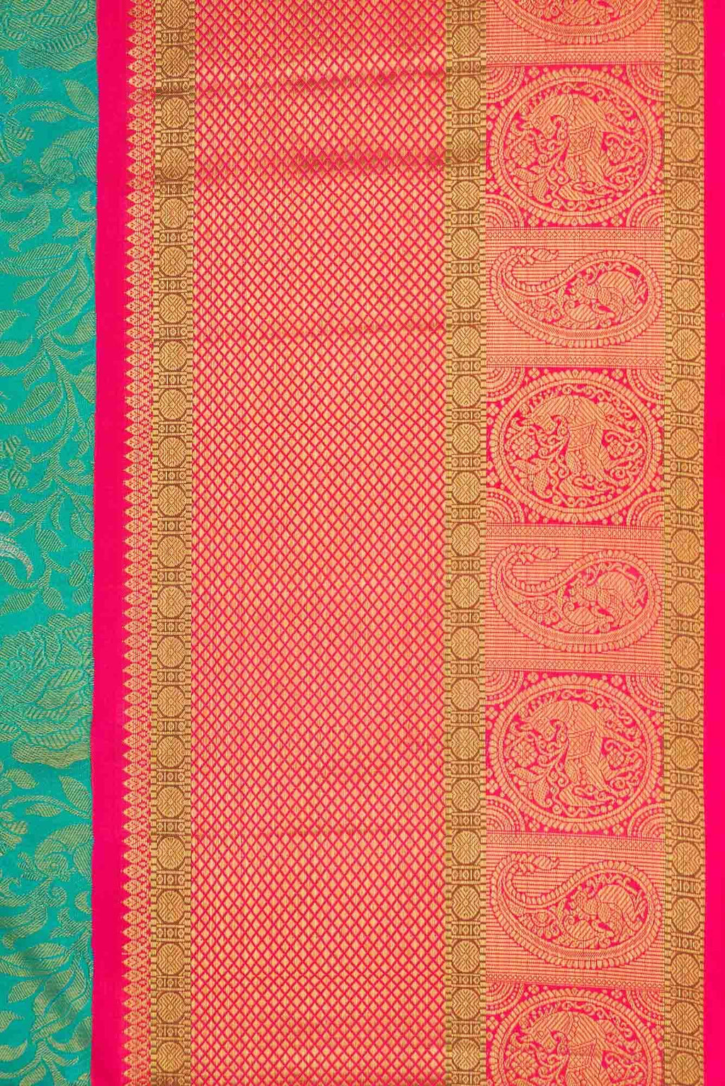 Pure Silk Pure Zari Green Dual Tone Kanchipuram Saree