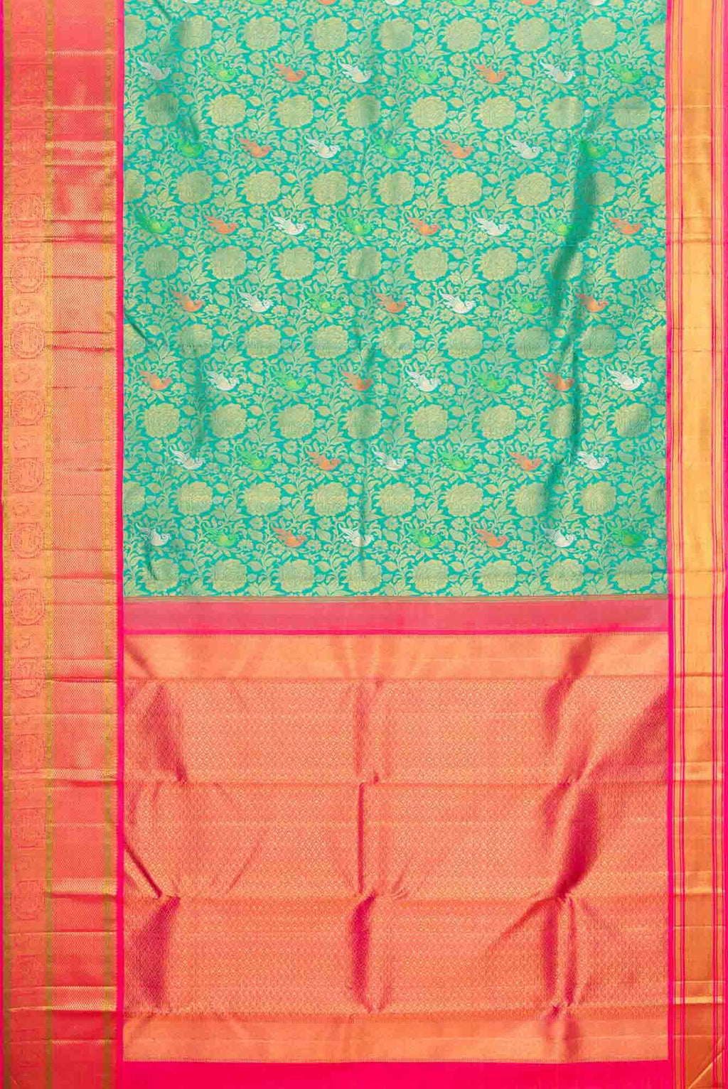 Pure Silk Pure Zari Green Dual Tone Kanchipuram Saree