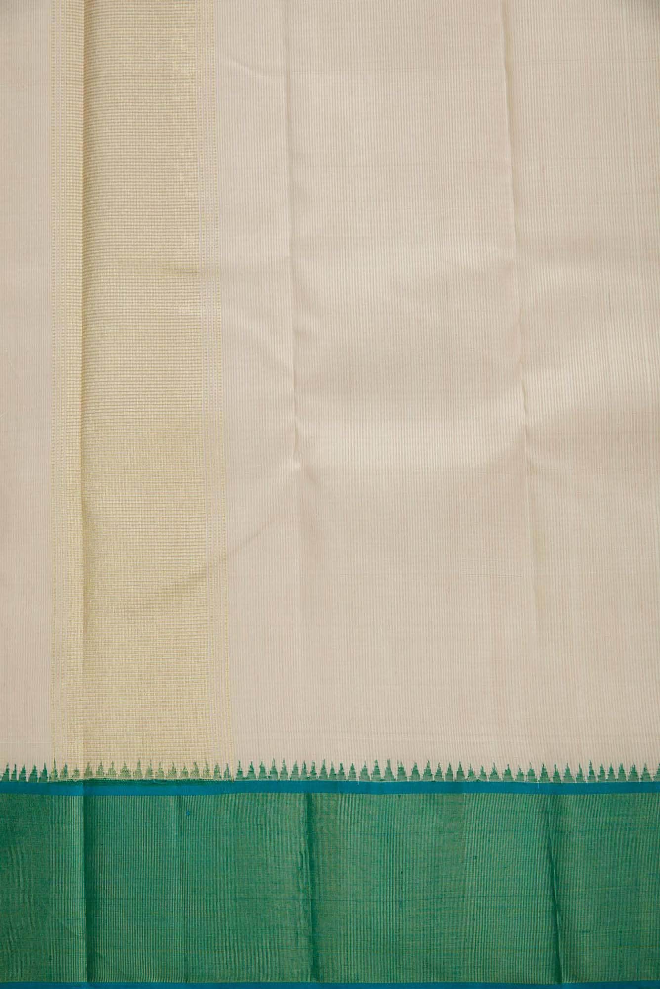 Cream Silk Dhoti With Angavastram (9X 5) Muzham