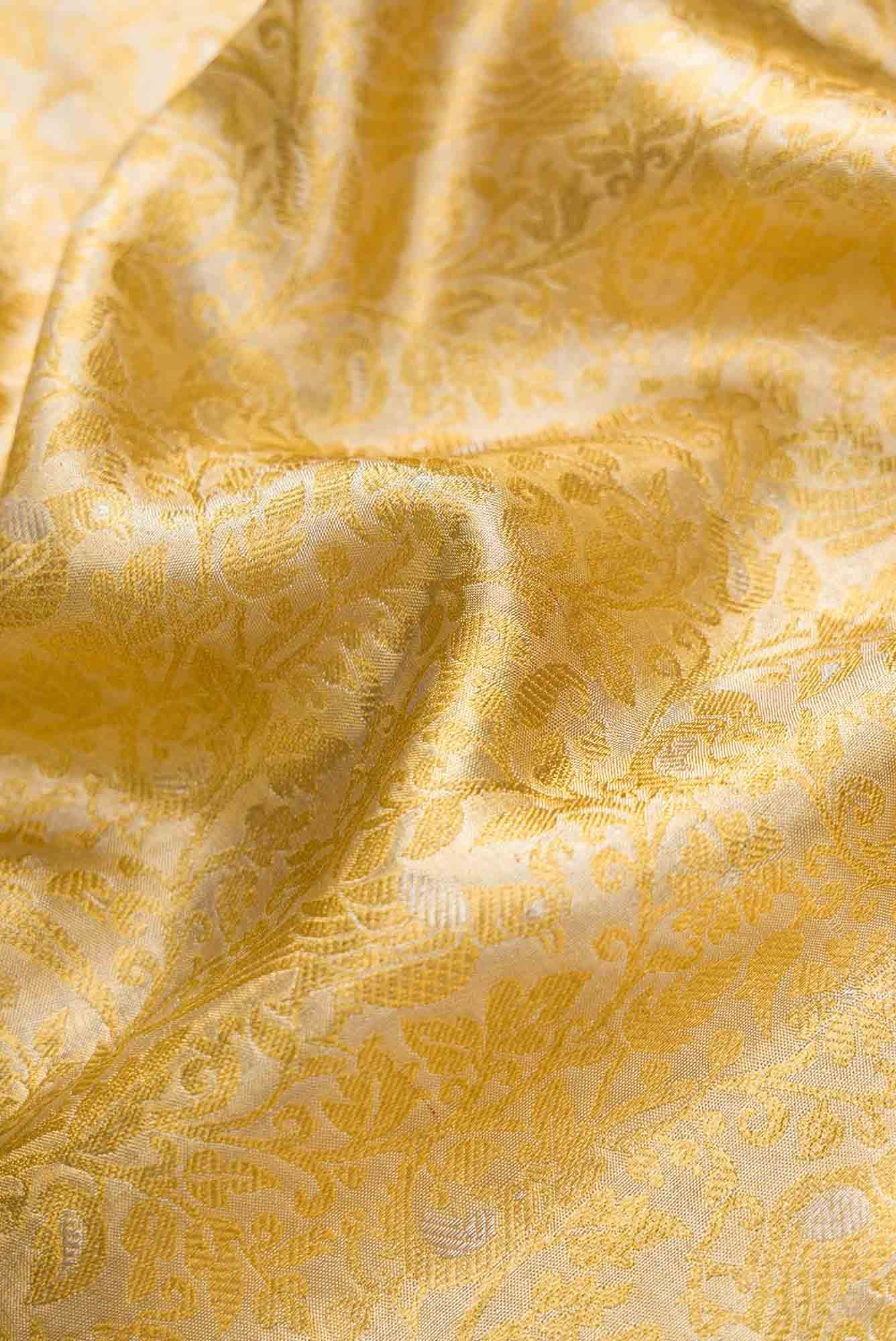 Pure Silk Pure Zari Gold Dual Tone Kanchipuram Tissue Saree