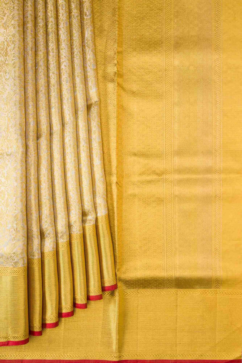Pure Silk Pure Zari Gold Dual Tone Kanchipuram Tissue Saree
