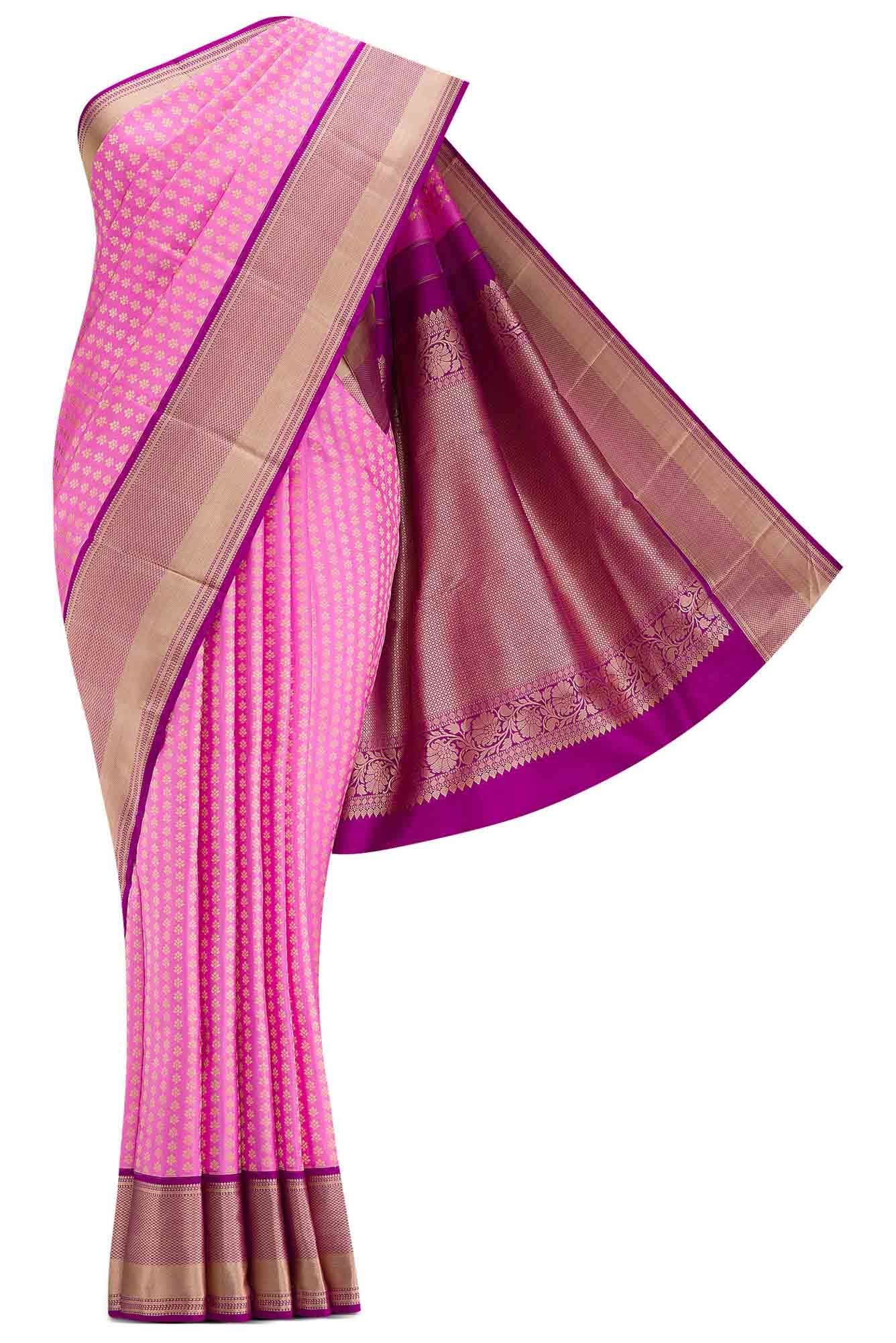 Pink Dual Tone Kanchipuram Silk Saree