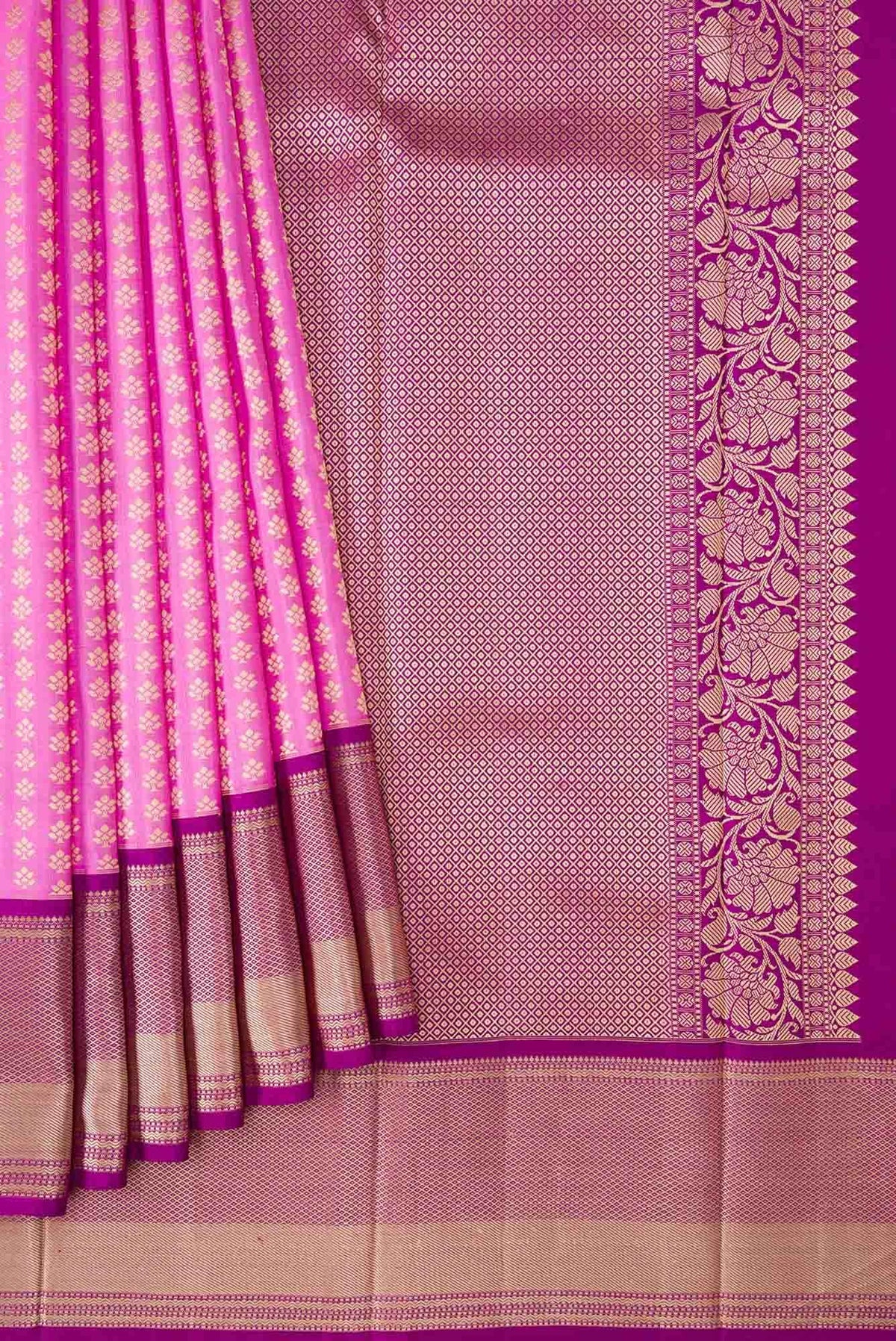 Pink Dual Tone Kanchipuram Silk Saree