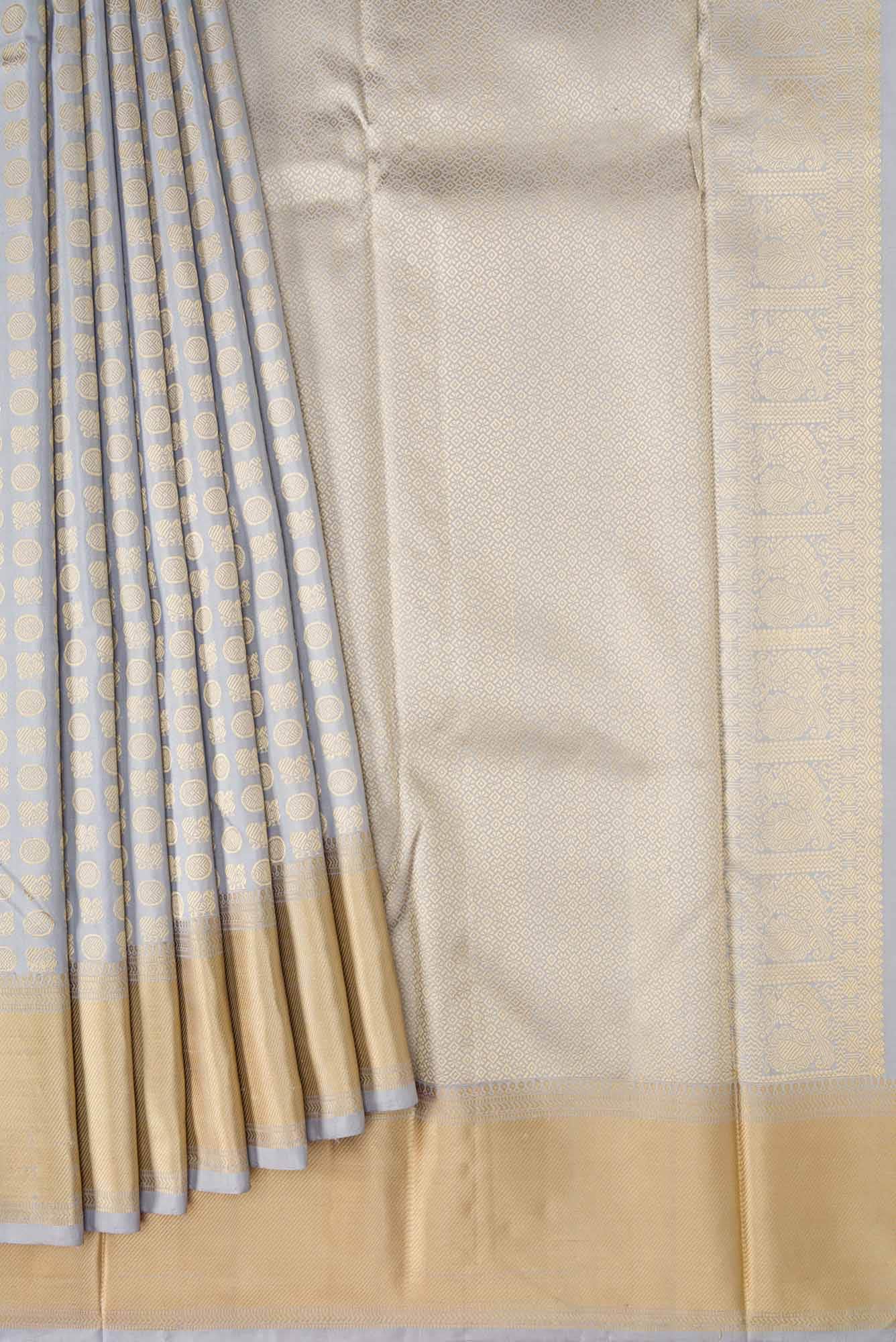Grey Dual Tone Kanchipuram Silk Saree