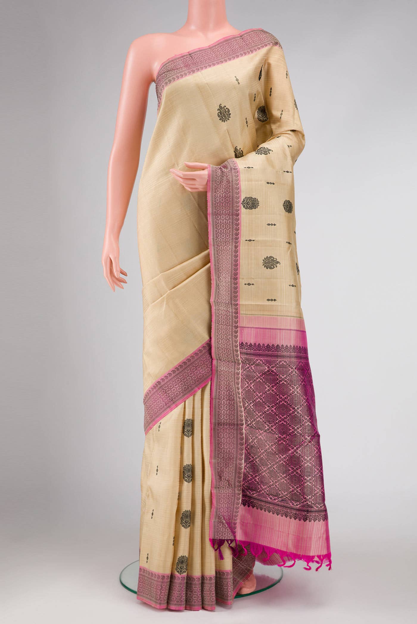 Sandal Dual Tone Kanchipuram Silk Saree