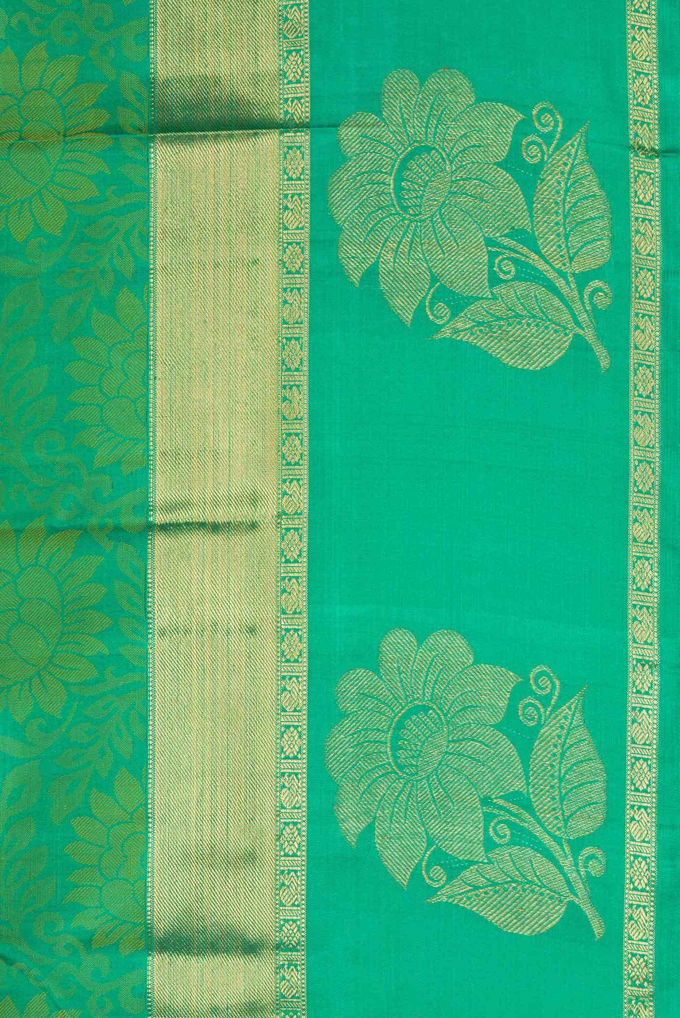 Pure Silk Pure Zari Green Dual Tone Kanchipuram Saree