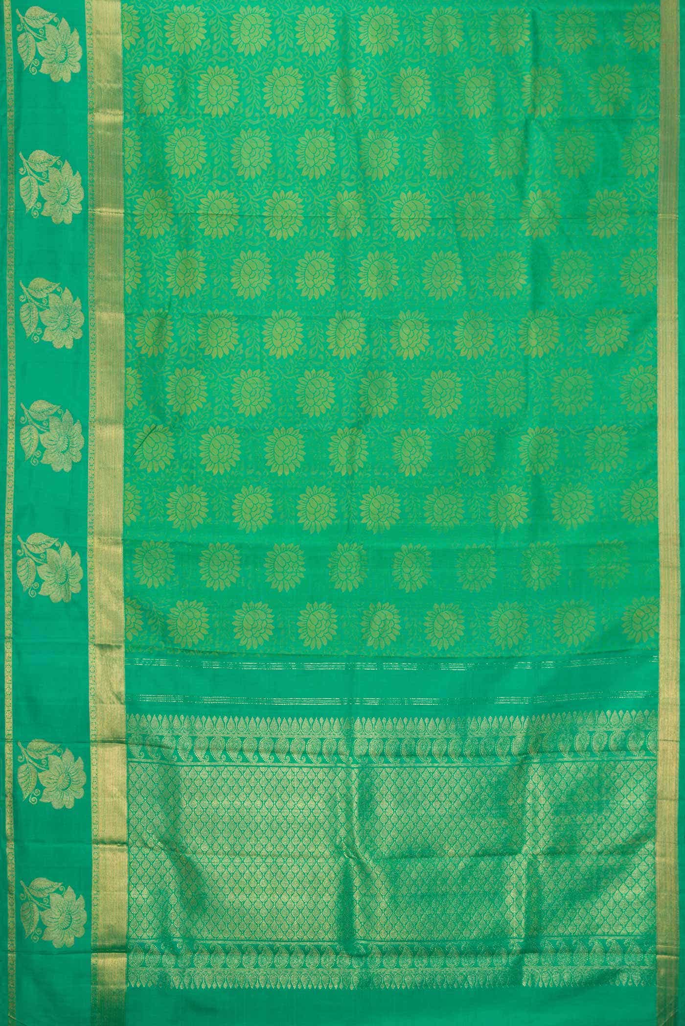 Pure Silk Pure Zari Green Dual Tone Kanchipuram Saree