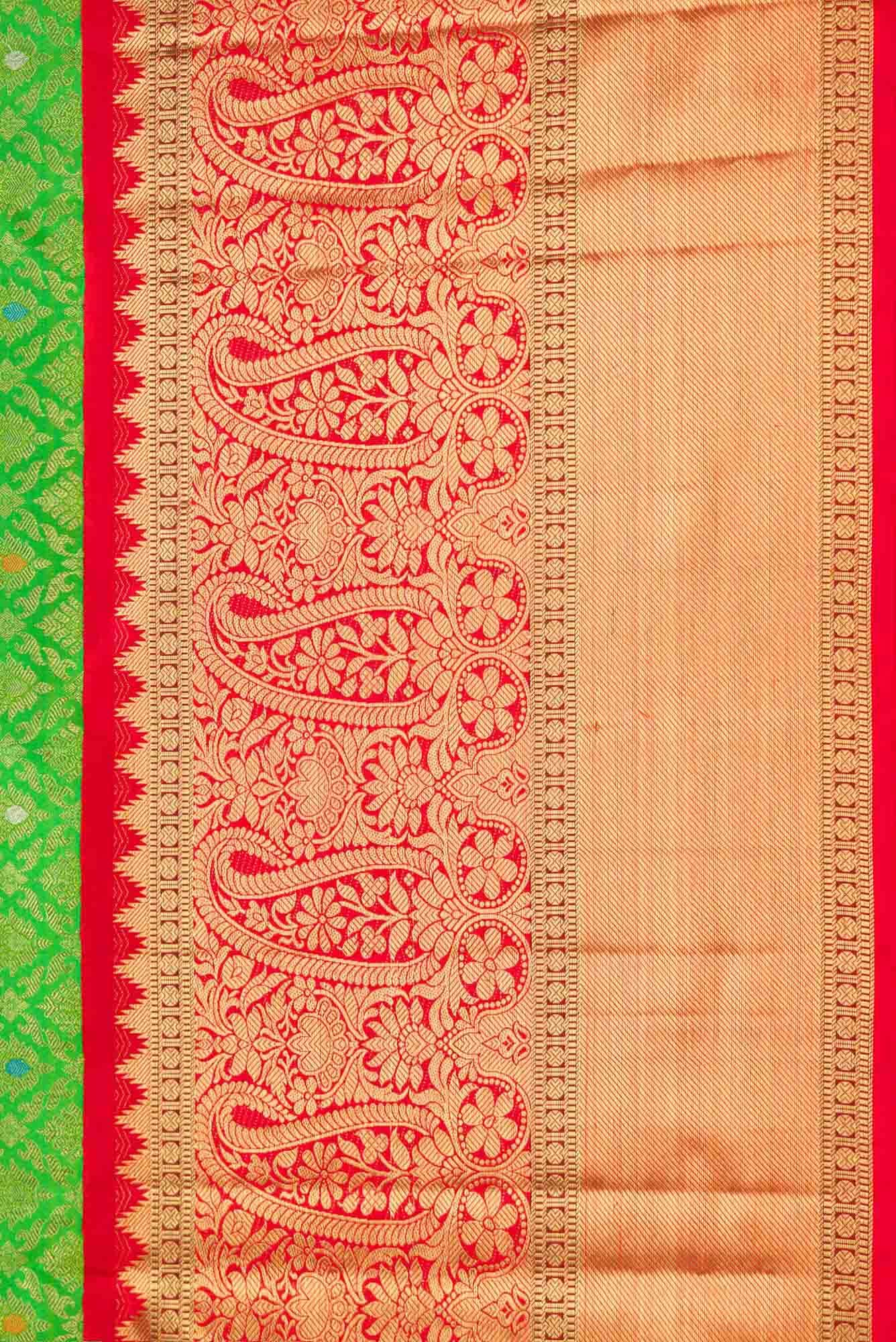 Pure Silk Pure Zari Green Dual Tone Kanchipuram Saree