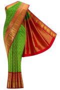 Pure Silk Pure Zari Green Dual Tone Kanjivaram Saree