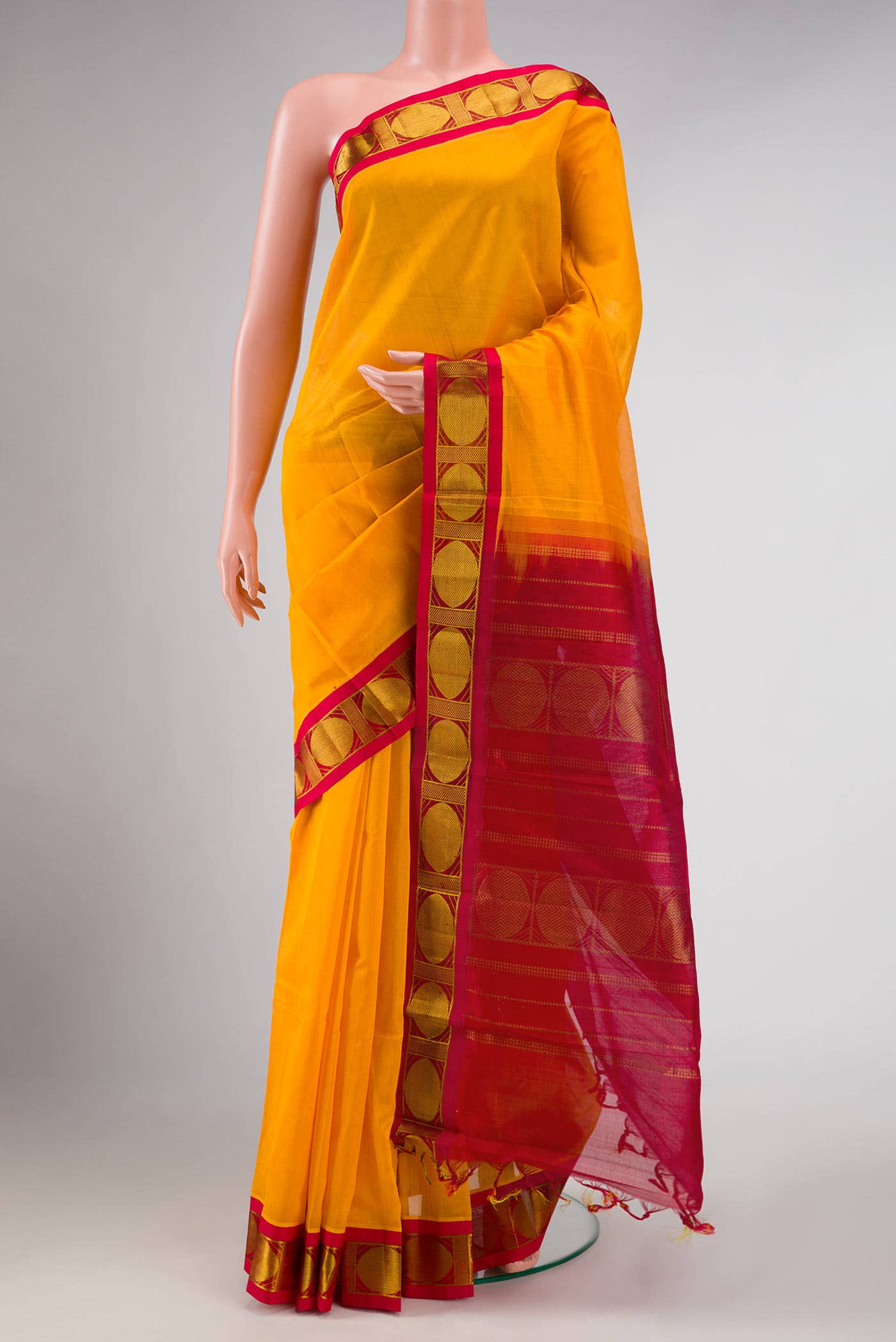 Mustard Dual Tone Silk Cotton Saree