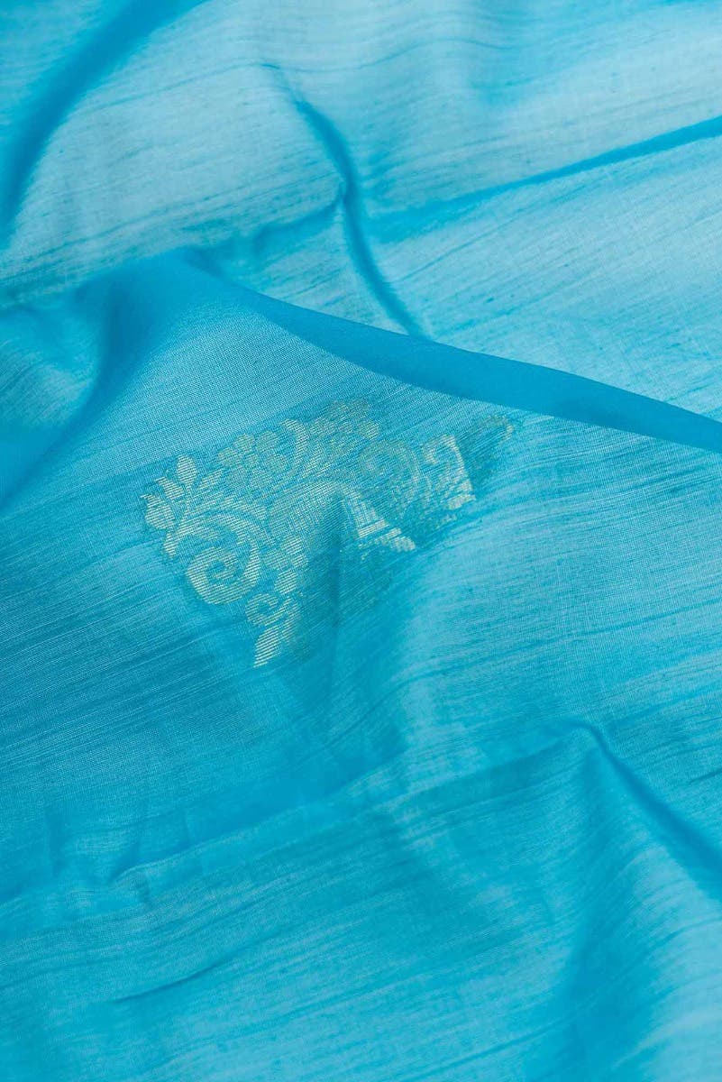 Sky Blue Dual Tone Silk Cotton Saree