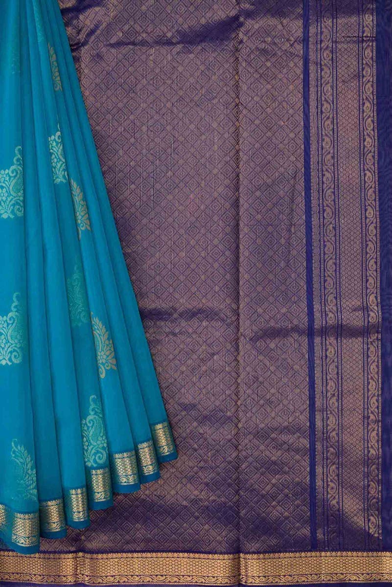 Sky Blue Dual Tone Silk Cotton Saree