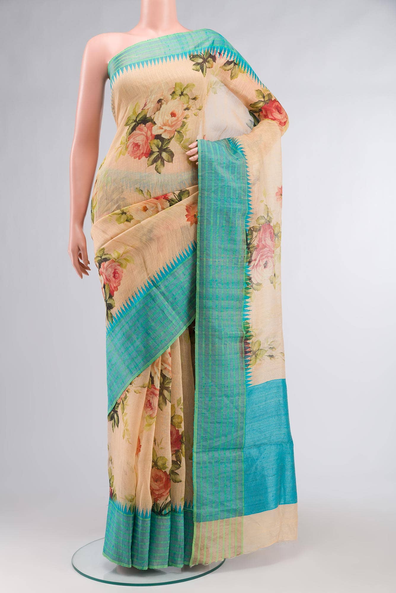 Sandal Linen Cotton Saree