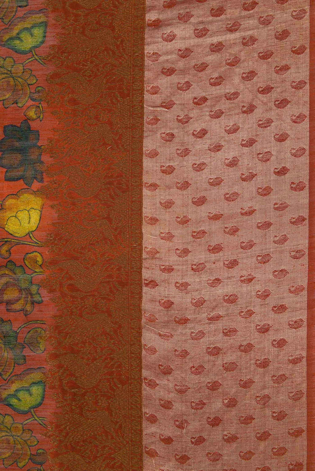 Brick Orange Jute Silk Saree