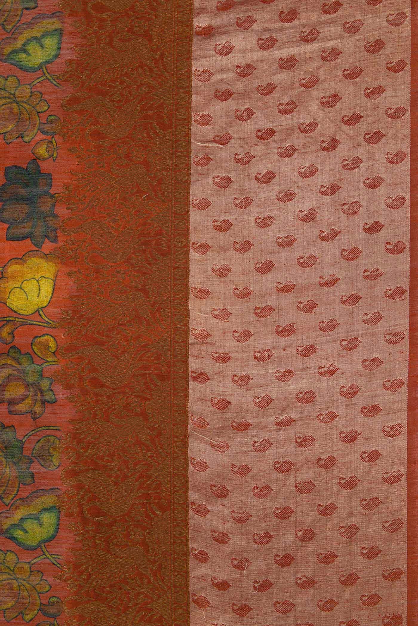 Brick Orange Jute Silk Saree