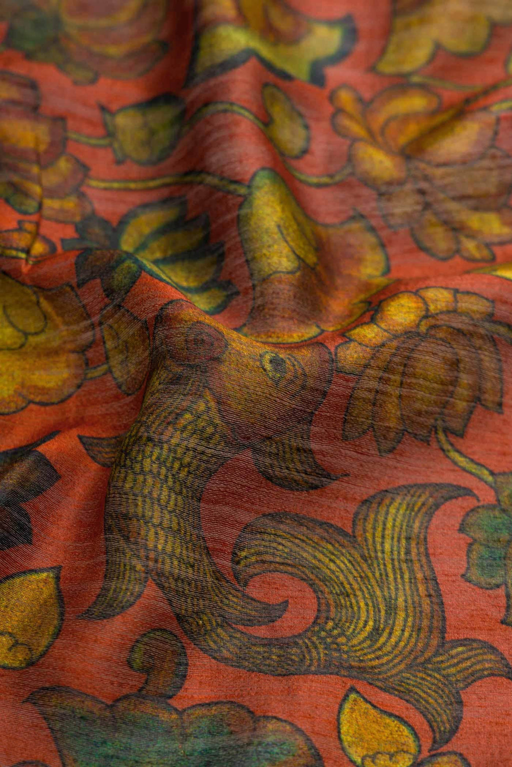 Brick Orange Jute Silk Saree