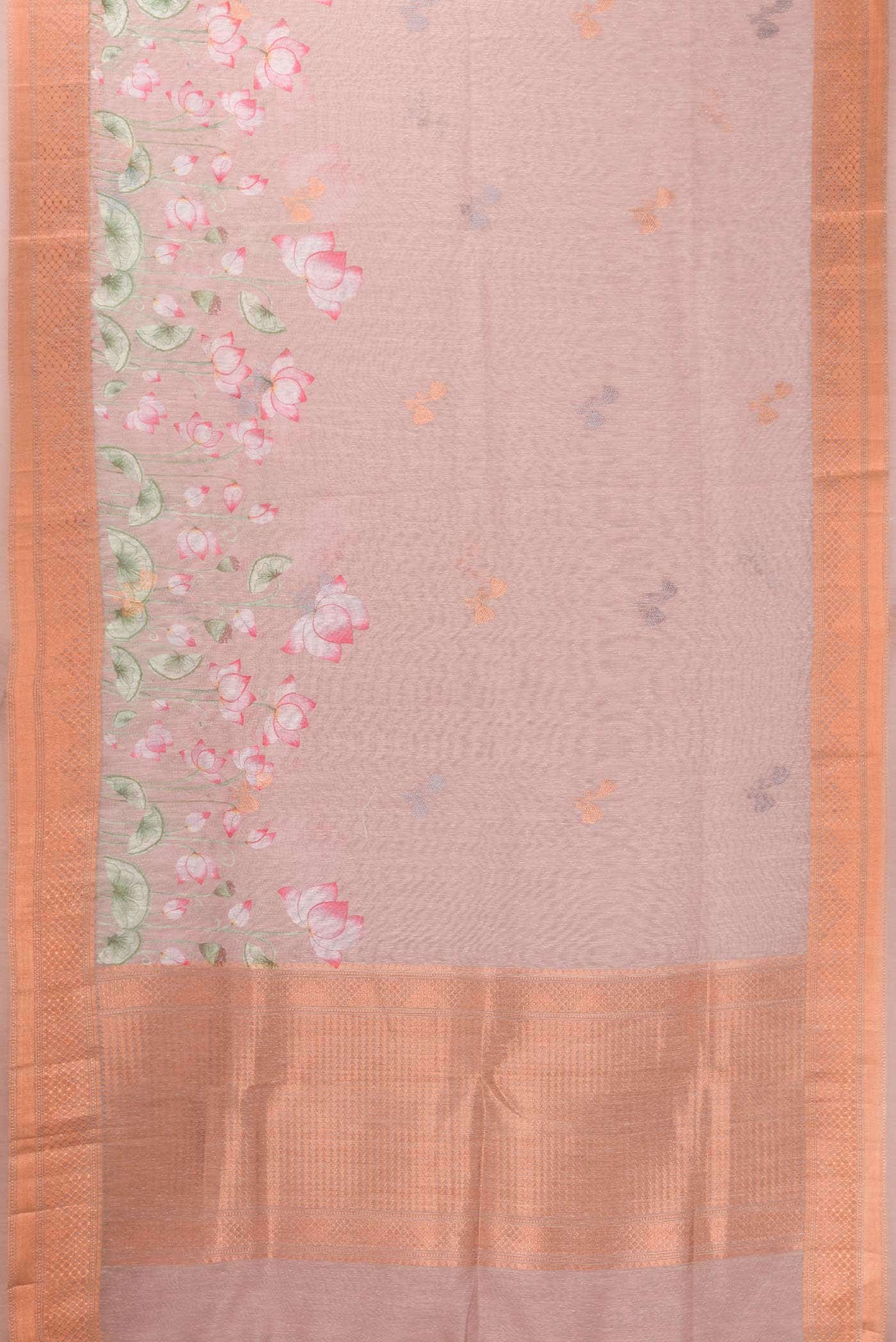 Golden Peach Blended Linen Saree