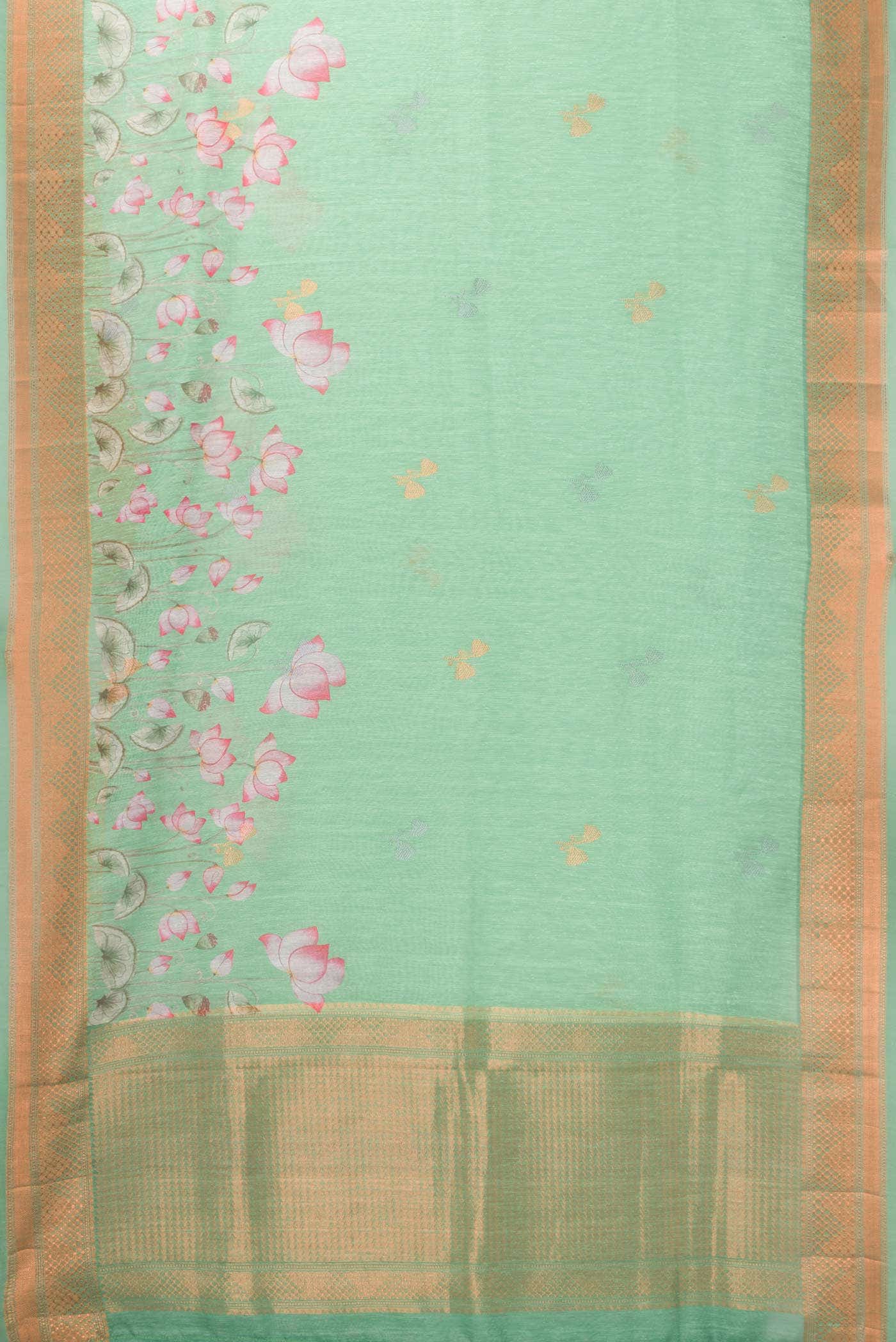 Green Blended Linen Saree