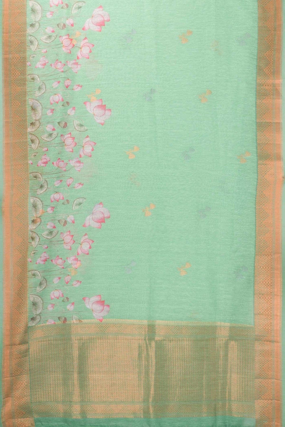 Green Blended Linen Saree
