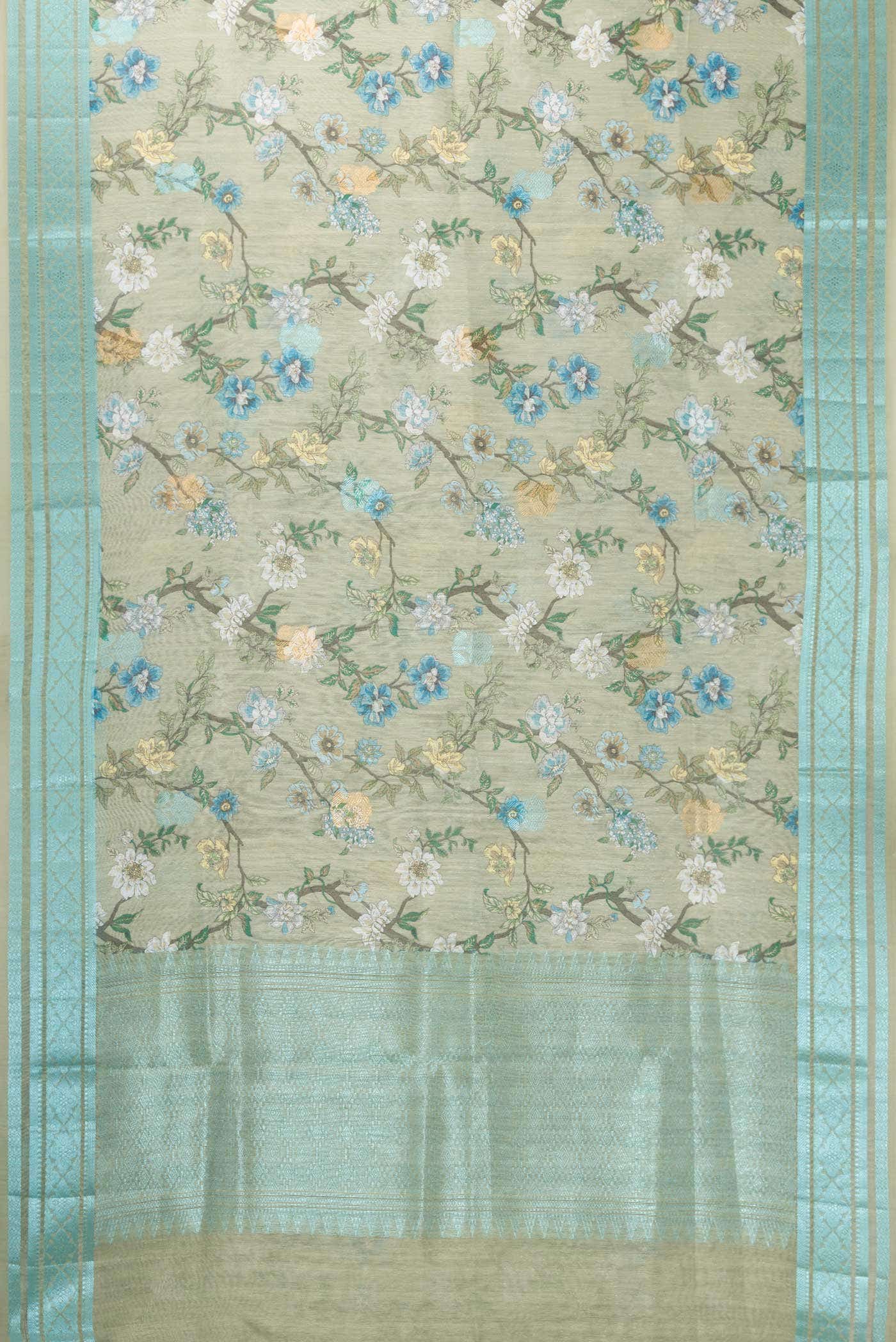 Green Blended Linen Saree