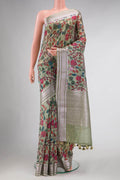 Green Blended Linen Saree