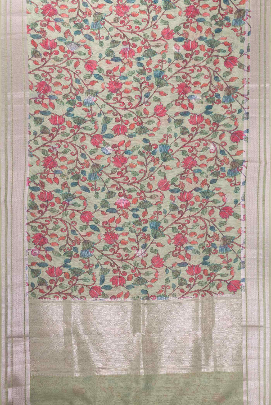 Green Blended Linen Saree