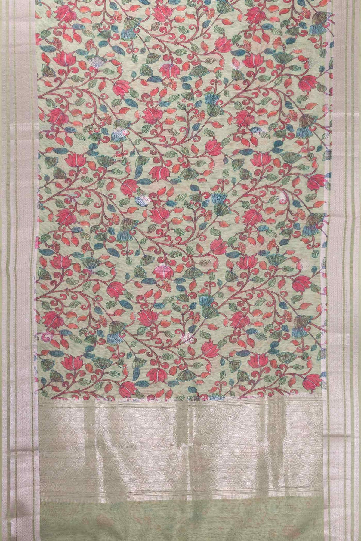 Green Blended Linen Saree