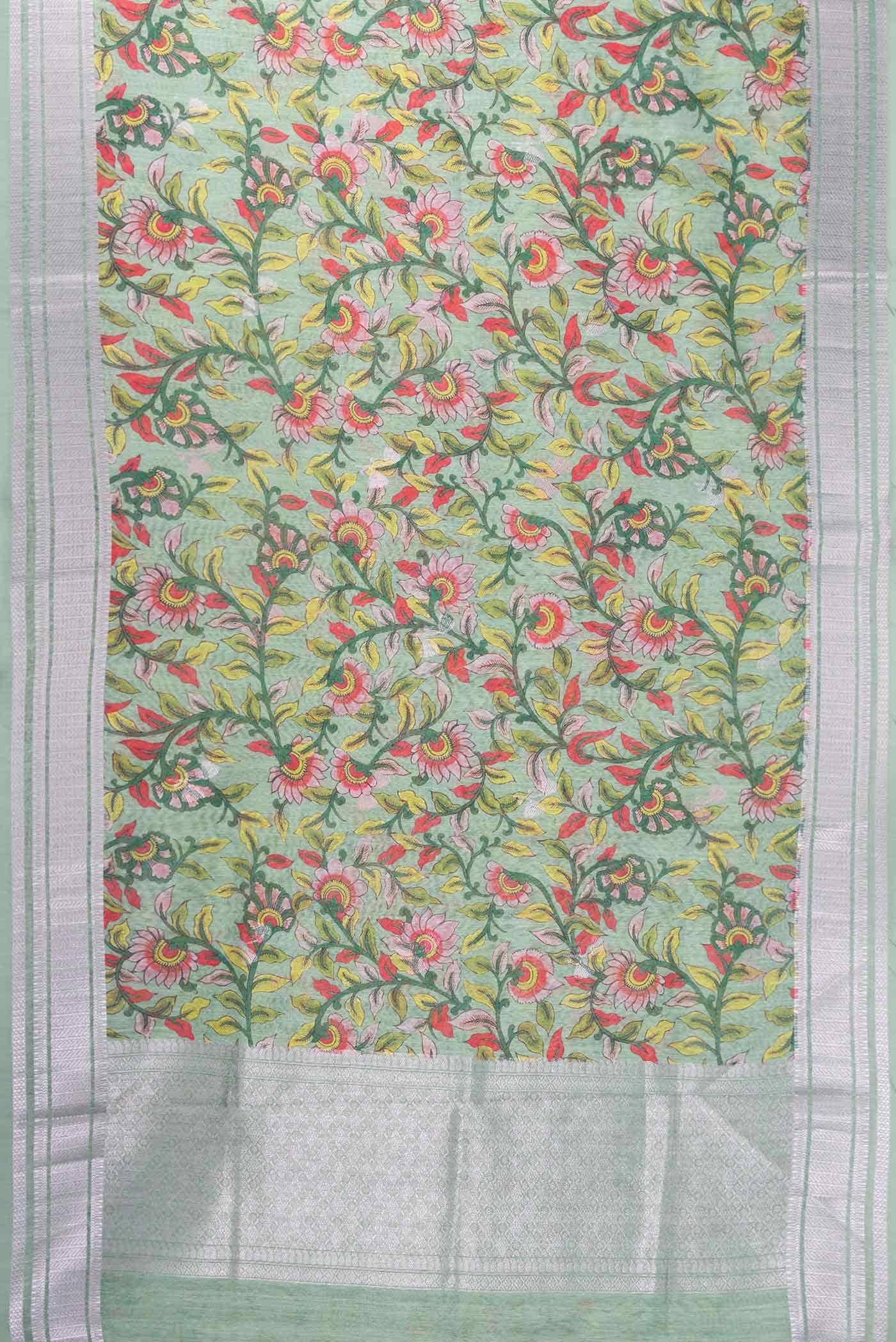 Green Blended Linen Saree