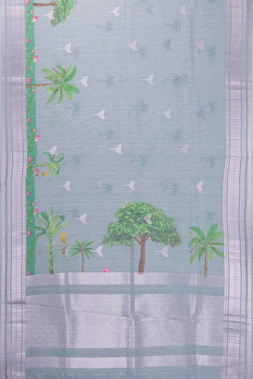 Light Blue Blended Linen Saree