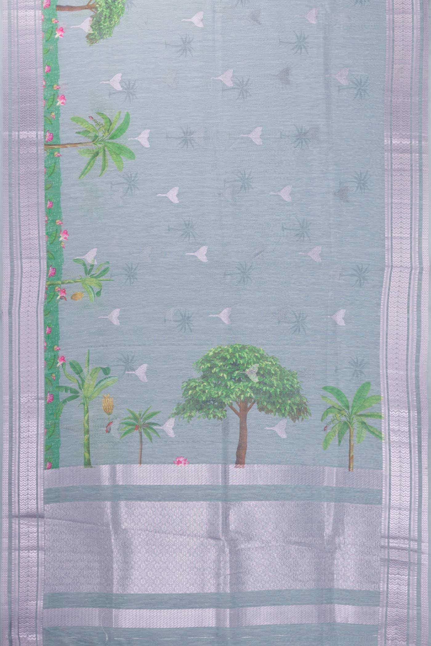 Light Blue Blended Linen Saree